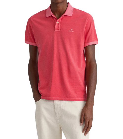 GANT Sunfaded Watermelon Pink Men's Polo Shirt Regular Fit Cotton Shirt Pastel Short Sleeve Polo Shirt 2052028 652 Pink