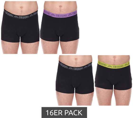 Lot de 16 boxers Kappa pour homme en 95 % coton et caleçon avec logo Kappa 351K1JW Noir/citron vert ou noir/violet