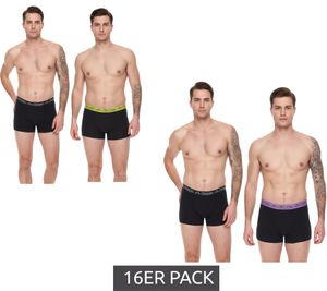 Lot de 16 boxers Kappa pour homme en 95 % coton et caleçon avec logo Kappa 351K1JW Noir/citron vert ou noir/violet Lot de 16 boxers Kappa pour homme en 95 % coton et caleçon avec logo Kappa 351K1JW Noir/citron vert ou noir/violet