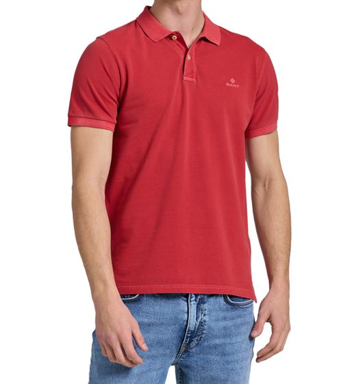 GANT Sunfaded Equestrian Red Herren Polo-Shirt Regular Fit Baumwoll-Shirt pastellfarbenes Kurzarm Polo-Hemd 2052028 630 Rot