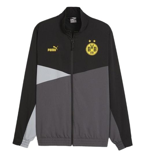 PUMA BVB Borussia Dortmund Woven Herren Trainingsjacke Aufwärm-Jacke Fußball-Jacke mit Drycell-Technologie 777101 01 Schwarz