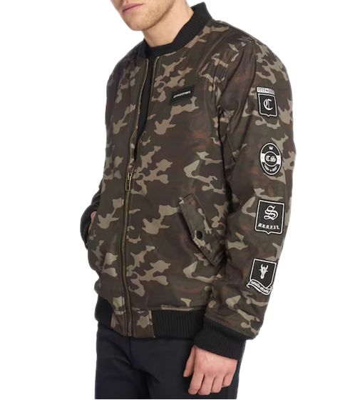 Cavallo de Ferro Herren Bomber-Jacke im Camouflage-Look Herbst-Jacke Übergangs-Jacke CSJA001 Grün/Schwarz/Beige