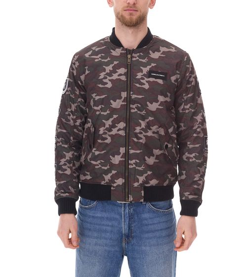 Veste Bomber Homme Cavallo de Ferro au Look Camouflage Veste d'Automne Veste de Transition CSJA001 Vert/Noir/Beige