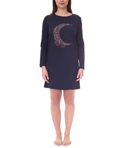 iris & lilly women's nightdress long-sleeved jersey pajamas with moon print NS2502 - B07QP1JKL5C Navy