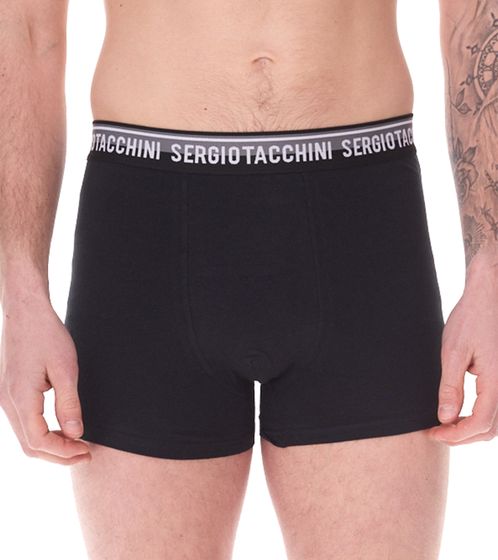 Lot de 2 boxers homme Sergio Tacchini avec ceinture bicolore et inscription blanche Caleçon en coton 160 g/m² 23.0000.974 Noir/Blanc