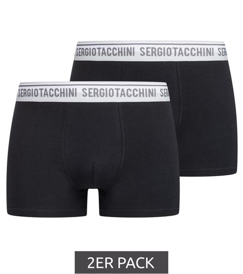 Lot de 2 boxers homme Sergio Tacchini avec ceinture bicolore et inscription grise Caleçon en coton 160 g/m² 23.0000.974 Noir/Gris