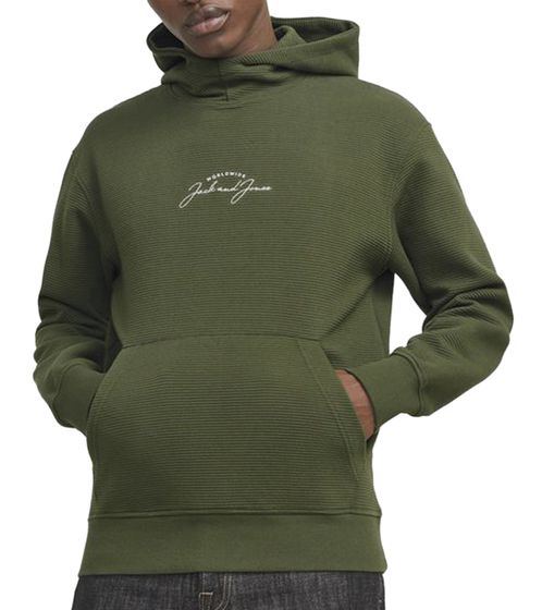 JACK & JONES men's simple hooded sweater, autumn sweater with cotton content, long-sleeved shirt 12259893 dark green