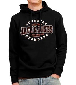 JACK & JONES men's hooded sweater cotton sweater with JACK & JONES Superior Standard lettering long-sleeved shirt 12255617 black