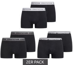 2er Pack Sergio Tacchini Herren Boxershorts mit zweifarbigen Bund und weißen Schriftzug Baumwoll-Unterhose 160gsm 23.0000.974 Schwarz/Weiß, Schwarz/Grau oder Schwarz 2er Pack Sergio Tacchini Herren Boxershorts mit zweifarbigen Bund und weißen Schriftzug Baumwoll-Unterhose 160gsm 23.0000.974 Schwarz/Weiß, Schwarz/Grau oder Schwarz
