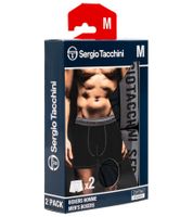 Confezione da 2 boxer da uomo Sergio Tacchini con elastico bicolore e scritta bianca Mutande in cotone 160gsm 23.0000.974 Nero/Bianco, Nero/Grigio o Nero Confezione da 2 boxer da uomo Sergio Tacchini con elastico bicolore e scritta bianca Mutande in cotone 160gsm 23.0000.974 Nero/Bianco, Nero/Grigio o Nero