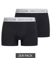 Confezione da 2 boxer da uomo Sergio Tacchini con elastico bicolore e scritta bianca Mutande in cotone 160gsm 23.0000.974 Nero/Bianco, Nero/Grigio o Nero Confezione da 2 boxer da uomo Sergio Tacchini con elastico bicolore e scritta bianca Mutande in cotone 160gsm 23.0000.974 Nero/Bianco, Nero/Grigio o Nero