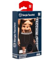 Confezione da 2 boxer da uomo Sergio Tacchini con elastico bicolore e scritta bianca Mutande in cotone 160gsm 23.0000.974 Nero/Bianco, Nero/Grigio o Nero Confezione da 2 boxer da uomo Sergio Tacchini con elastico bicolore e scritta bianca Mutande in cotone 160gsm 23.0000.974 Nero/Bianco, Nero/Grigio o Nero
