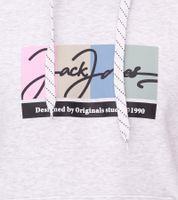 JACK & JONES Herren Kapuzen-Pullover mit Baumwollanteil Langarm-Shirt mit farblichen Akzenten 12262421 Weiß