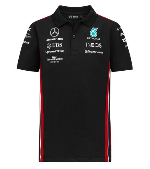 Mercedes-Benz AMG Petronas F1 Kids 2023 Team-Poloshirt Jungen T-Shirt mit Team-Druck Formel 1 701225404 001 Schwarz