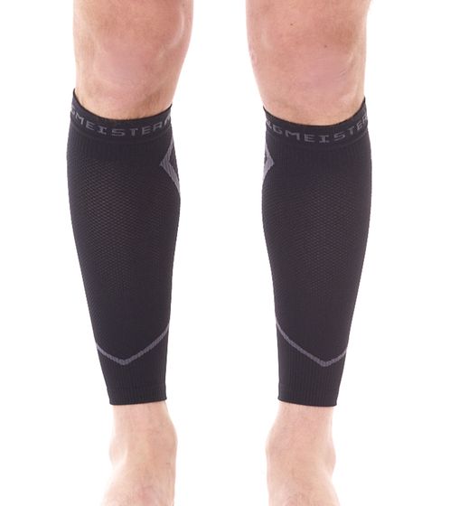 Megmeister Chaussettes de compression pour mollets Jambières 23-32 mmHg Chauffe-mollets MER003 Noir/Gris