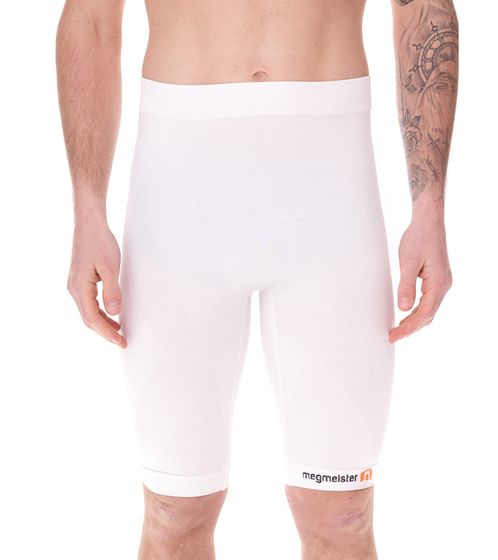 megmeister men's compression shorts with body mapping ventilation cycling shorts antibacterial and odor-inhibiting compression clothing BC31 White