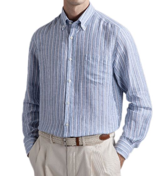 PAUL & SHARK men's linen shirt, light summer shirt, striped everyday shirt 24413088 VA4 blue/white