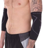 2 Stück megmeister Ellenbogen Kompressions-Manschette Beinlinge 23-32 mmHg Ellenbogenwärmer MER002 Schwarz/Grau
