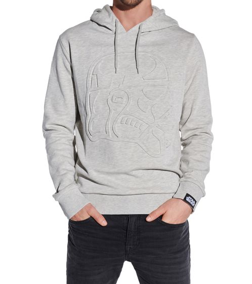 Sweat à capuche homme COURSE Star Wars au design chiné Pull à capuche avec gaufrage et patch Stormtrooper Pull en coton 4861 Gris