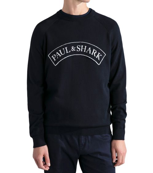 PAUL & SHARK Pull tricoté pour homme Pull en coton Pull col rond Pull d'automne 24411557 050 Bleu foncé