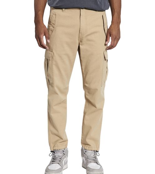 Pantalon cargo Jolan pour homme au look utilitaire, modèle REDEFINED REBEL Pantalon en coton Anti Fit avec cordon de serrage au bas des jambes 226027 Beige