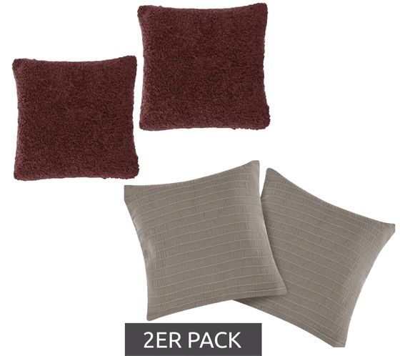 Set of 2 LeGer cushion covers with zip, cushion cover 40x40cm in brown or 50x50cm in grey