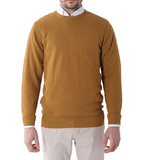 steffen klein men's knitted sweater with structured pattern everyday sweater round neck sweatshirt 5063 brown