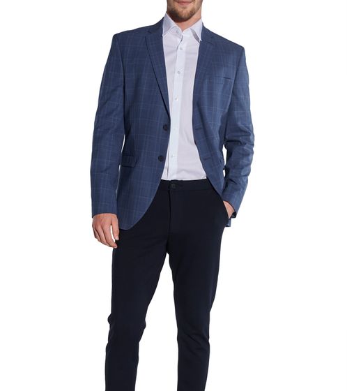 steffen klein Herren Business-Sakko elegante karierte Jacke Business-Mode Jackett 2032 Blau