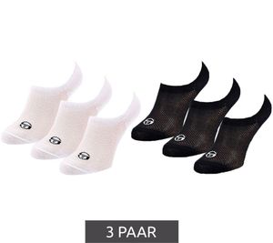 3 Paar Sergio Tacchini Invisible Footie Füßlinge kurze Sommer-Socken Baumwoll-Strümpfe Schwarz oder Weiß