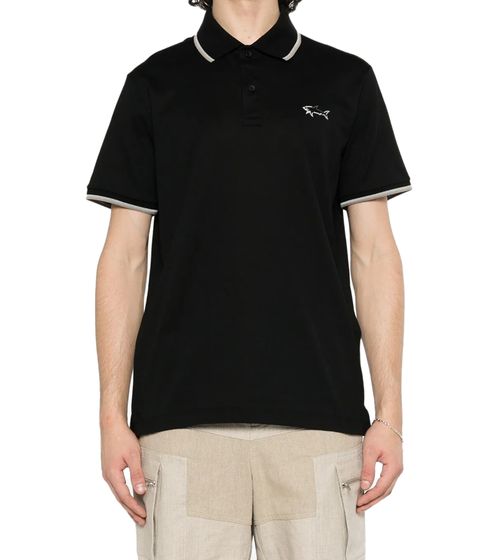 PAUL & SHARK men's polo shirt with contrasting colored details - stripes - cotton shirt - short sleeve shirt 24411327 011 black