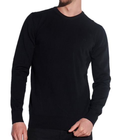 steffen klein Herren Strick-Pullover Baumwoll-Pulli Alltags-Sweater Rundhals-Pullover 4386 Schwarz