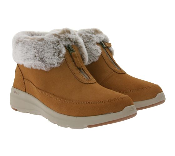 SKECHERS Damen Glacial Ultra Sweet Vibes Ankle-Boots mit Ultra Go und Soft Stride-Dämpfung Winter-Schuhe mit Scothgard 144145 Beige