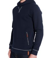 Pull à capuche pour homme COURSE Pull en coton simple Sweat à capuche Chemise à manches longues 4335 Bleu foncé/blanc