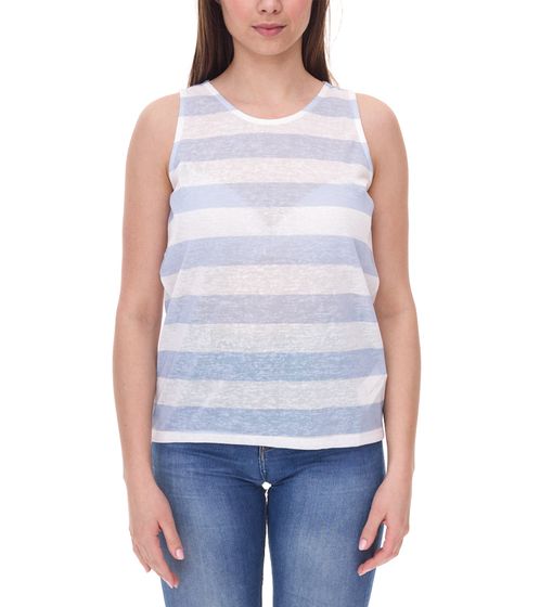 LTB Rezoco women's tank top, translucent summer shirt with block stripes 24560534 light blue/white