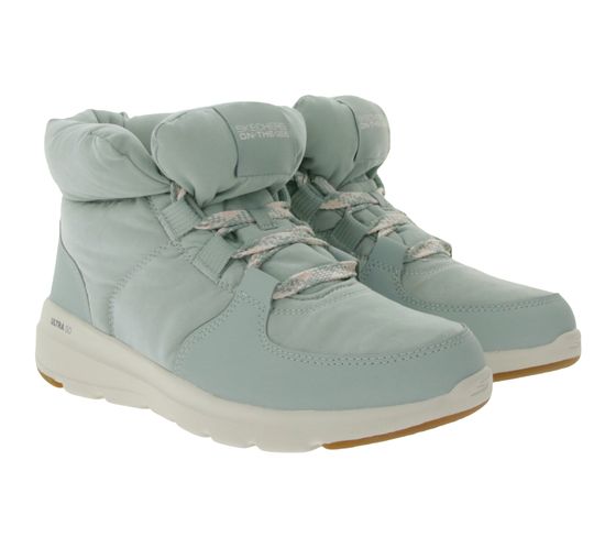 SKECHERS Damen Glacial Ultra Trend Up Ankle-Boots mit Ultra Go-Dämpfung Winter-Schuhe mit Air Cooled-Goga Mat 144194 Türkis/Blau