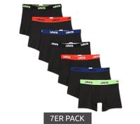 Pack of 7 LEVI`S men's boxer shorts, cotton underwear with colored accents on the waistband in a gift box 701225625 001 Black/Green/Blue/Red Pack of 7 LEVI`S men's boxer shorts, cotton underwear with colored accents on the waistband in a gift box 701225625 001 Black/Green/Blue/Red