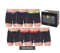 Pack of 7 LEVI`S men's boxer shorts, cotton underwear with colored accents on the waistband in a gift box 701225625 001 Black/Green/Blue/Red Pack of 7 LEVI`S men's boxer shorts, cotton underwear with colored accents on the waistband in a gift box 701225625 001 Black/Green/Blue/Red