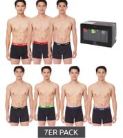 Pack of 7 LEVI`S men's boxer shorts, cotton underwear with colored accents on the waistband in a gift box 701225625 001 Black/Green/Blue/Red
