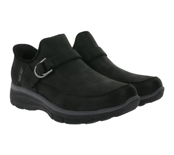 SKECHERS Easy Going Fun Habits Pantoufles pour femmes avec mousse à mémoire de forme refroidie par air Chaussures d'hiver à enfiler avec Scotchgard 167876 Noir