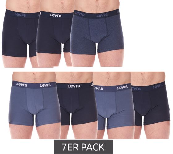 Lot de 7 boxers en coton pour homme LEVI`S avec accents colorés sur la ceinture dans un coffret cadeau 701225625 002 Bleu/Blanc