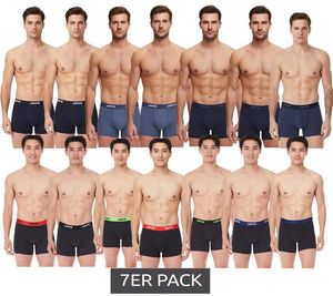 7er Pack LEVI`S Herren Boxershorts Baumwoll-Unterwäsche mit farblichen Akzenten am Bund in Geschenkbox 701225625 Schwarz oder Blau