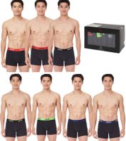 Lot de 7 boxers en coton pour homme LEVI'S avec accents colorés sur la ceinture dans un coffret cadeau 701225625 Noir ou Bleu