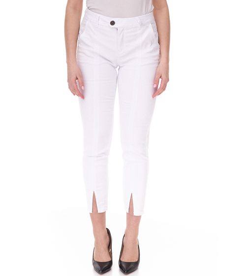 AjC Jeans Damen Slim-Fit Hose in knöchellänge mit Schlitz 41050410 Weiß