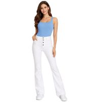 Jean taille haute en coton pour femme AjC Pantalon bootcut avec détails boutonnés 55820553 Blanc