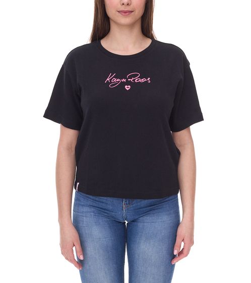 KangaROOS T-shirt en coton pour femme avec imprimé manuscrit T-shirt à manches courtes 60933934 Noir