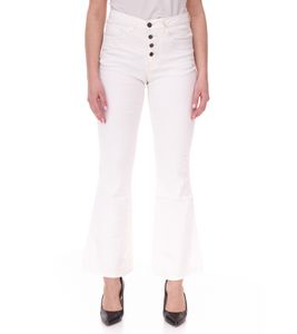 Pantalones vaqueros de cintura alta para mujer AjC Pantalones de algodón con corte acampanado y detalles de botones 5 bolsillos 54416149 Lana Blanco Pantalones vaqueros de cintura alta para mujer AjC Pantalones de algodón con corte acampanado y detalles de botones 5 bolsillos 54416149 Lana Blanco