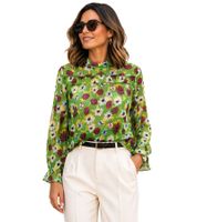 Aniston women's summer blouse transparent chiffon blouse with all-over flower print 13940242 green/colorful