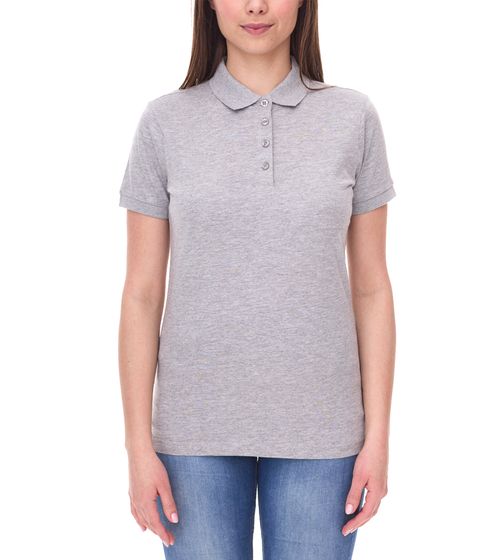 SANTINO Mathias Damen Polo-Shirt aus Bio-Baumwolle Polo-Hemd mit 4er Knopfleiste Kurzarm-Shirt meliert 180 gr/m2 Grau