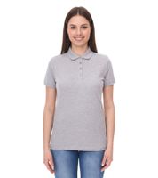 SANTINO Mathias Damen Polo-Shirt aus Bio-Baumwolle Polo-Hemd mit 4er Knopfleiste Kurzarm-Shirt meliert 180 gr/m2 Grau