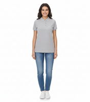 SANTINO Mika Damen Polo-Shirt aus Bio-Baumwolle Polo-Hemd mit 4er Knopfleiste Kurzarm-Shirt meliert 210 gr/m2 Grau